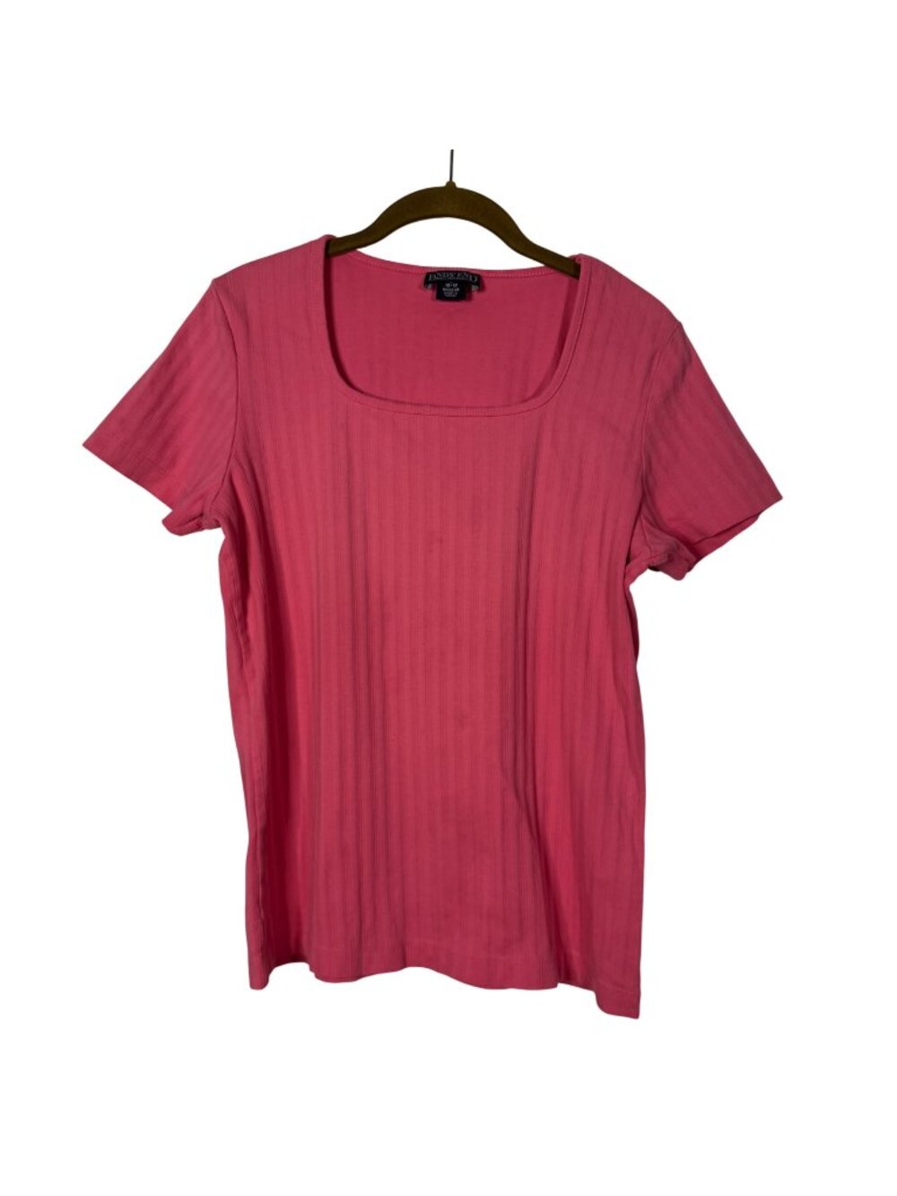 Lands End Womens Medium Ribbed Pink Cotton T-Shirt Size Short Sleeve